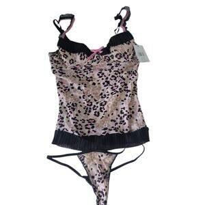 New Vintage Y2K Rampage Cami Panty Set Animal Print Sexy Coquette 34A Small
